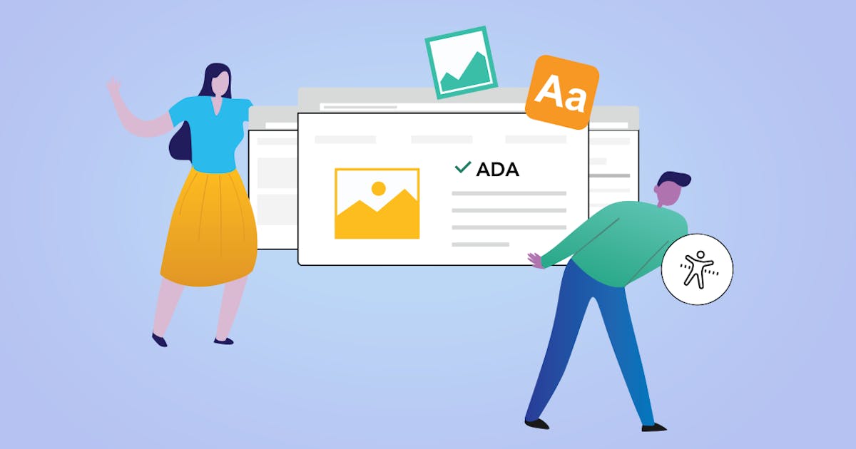 Illustration of man and woman carrying ADA documents