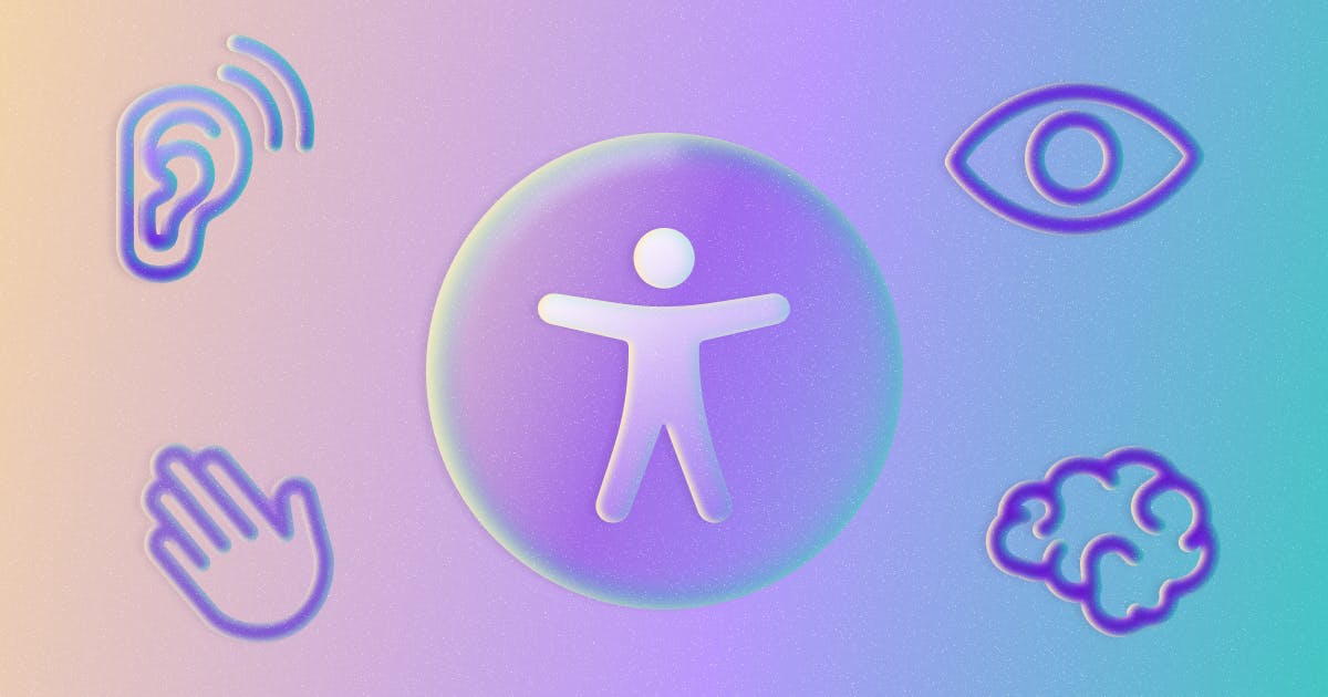 Accessibility icon, ear, hand, eye, and brain