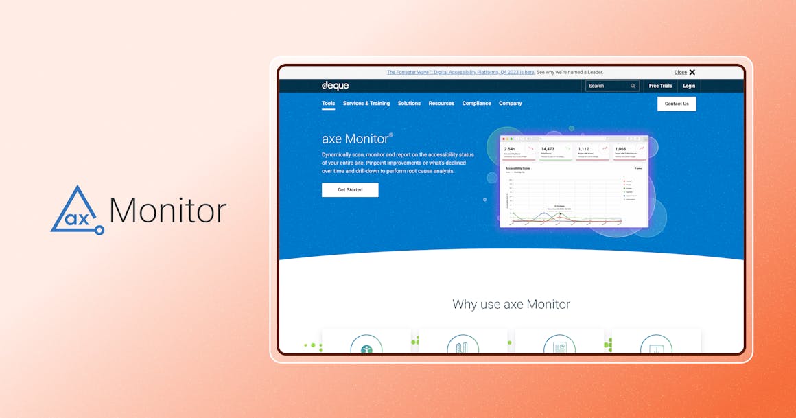 Screenshot of axe Monitor homepage.