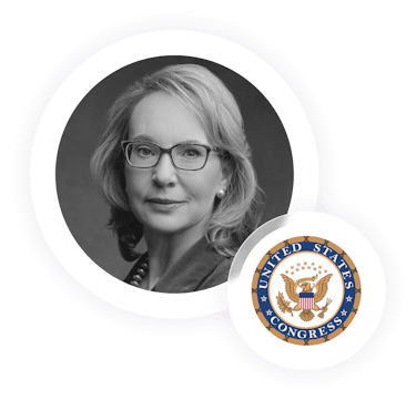 Gabby Giffords with a United States Congress seal