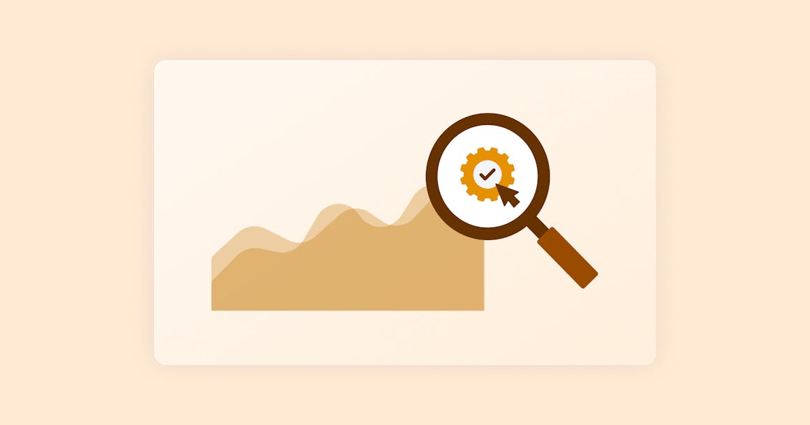 Magnifying glass and line chart