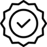 Icon of a badge with a checkmark in the middle