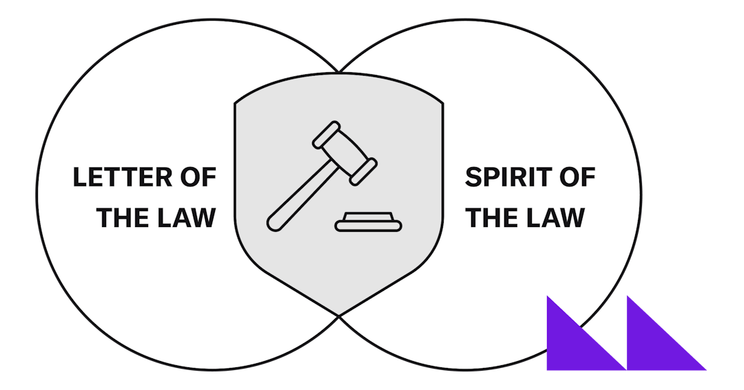 Venn Diagram of the Letter of the Law and the Spirit of the Law with a gavel in the middle