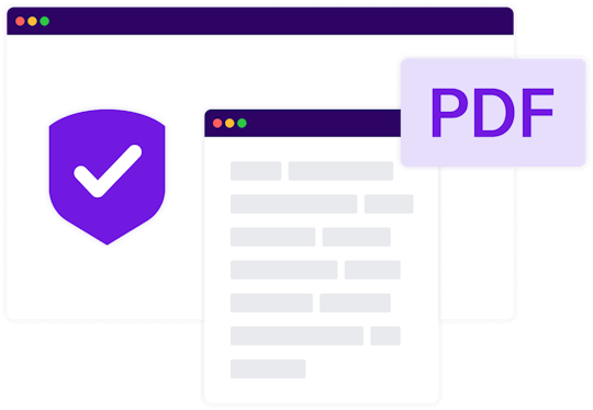 Web browser with a smaller tablet-sized browser full of content on top that reads PDF