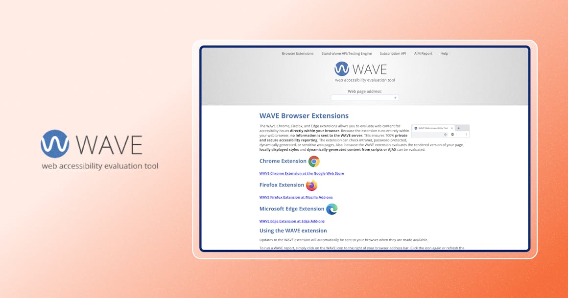 Screenshot of WAVE homepage.