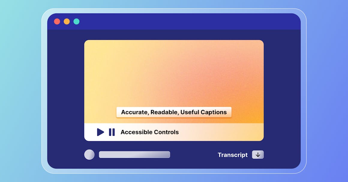 A stylized version of a media player that shows different audio controls, with a label that reads "Accurate, Readable, Useful Captions."
