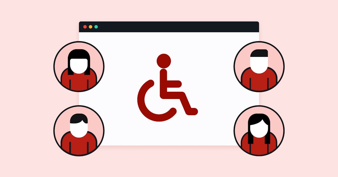 Wheelchair icon on a webpage with icons of people around it