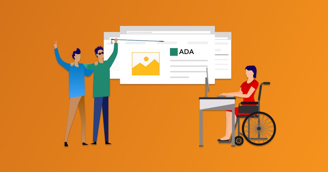 Three people with disabilities and an ADA document