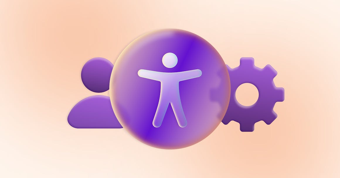 Three icons in a row — a person on the left, the AudioEye icon in the middle, and a gear on the right