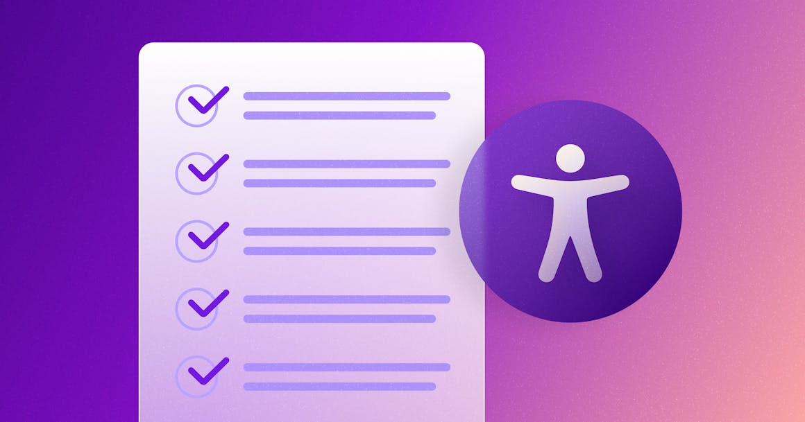 Checklist with boxes checked off next to a purple accessibility symbol.