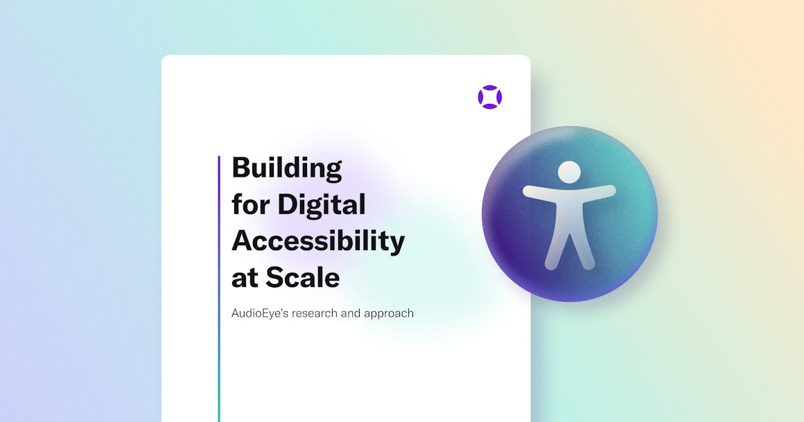A report that says "Building for Digital Accessibility at Scale," next to an accessibility symbol.