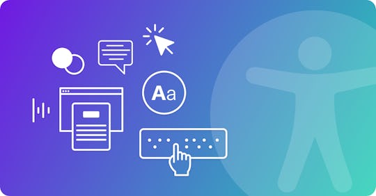 A collage of icons representing digital accessibility