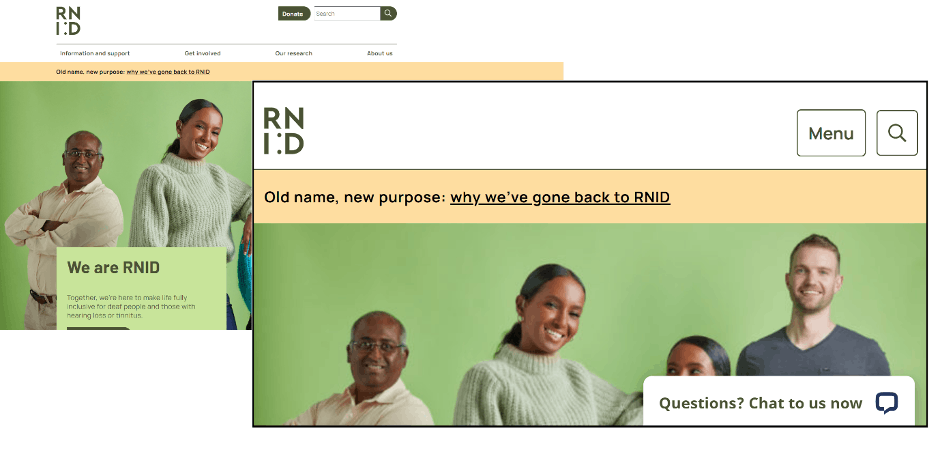 RNID homepage screenshot