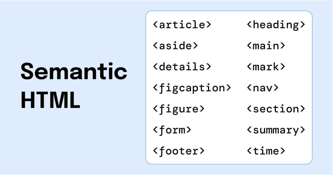 list of semantic HTML labels