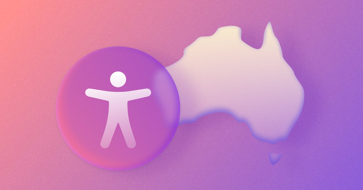 An outline of Australia, with a transparent purple accessibility icon overlaid on the left side.