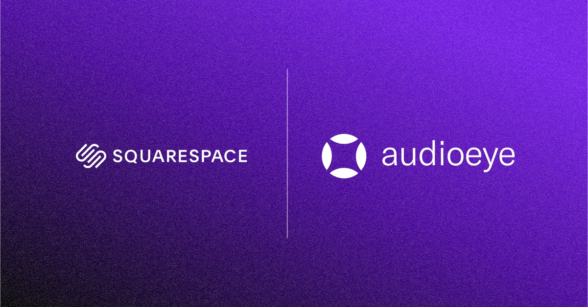 Squarespace's logo and AudioEye's logo to represent the partnership between the companies
