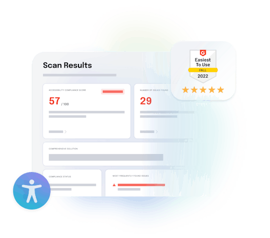 Illustration of AudioEye Website Accessibility Checker with the label "Scan Results" and an A11y icon.