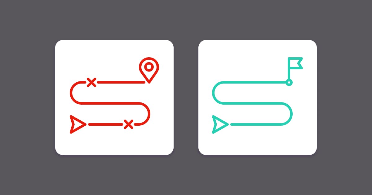 Two illustrations showing an unsuccessful path with barriers and a successful path with zero barriers.