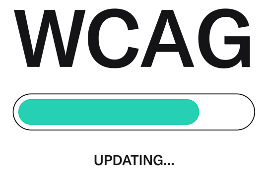Illustration of the WCAG abbreviation being updated with a progress bar
