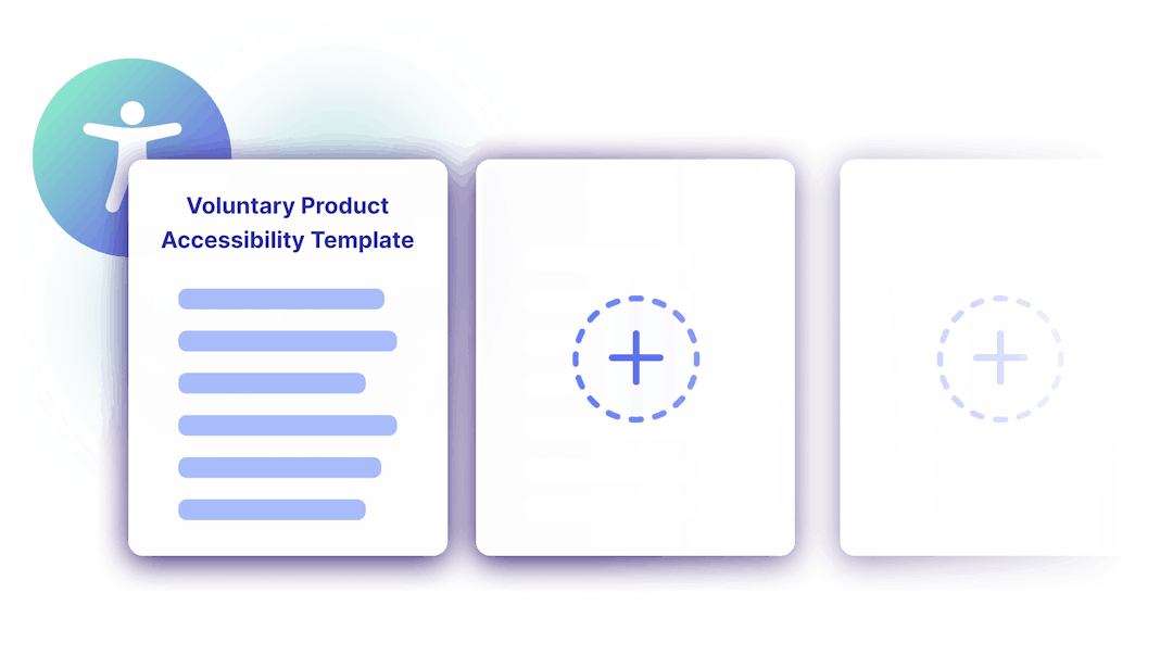 Stylized documents duplicating, representing AudioEye's Voluntary Product Accessibility template