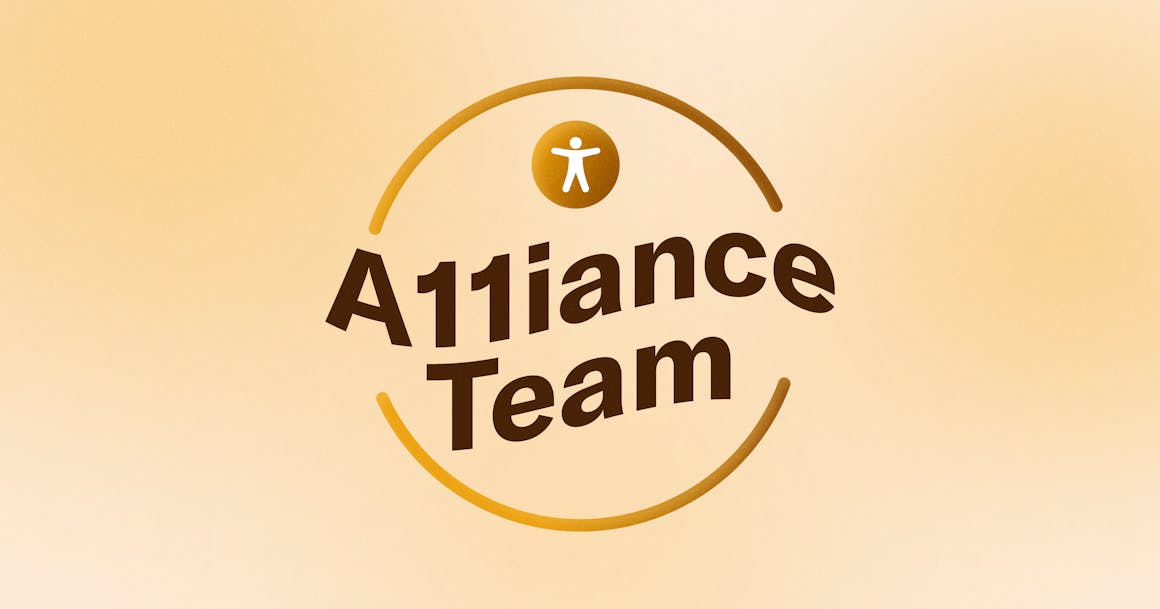 An icon that says "A11iance Team" inside of a circle outline, with an accessibility symbol above the text.