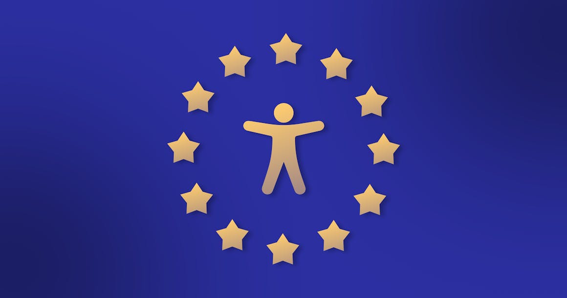 Illustration of european union flag with accessibility icon in the center