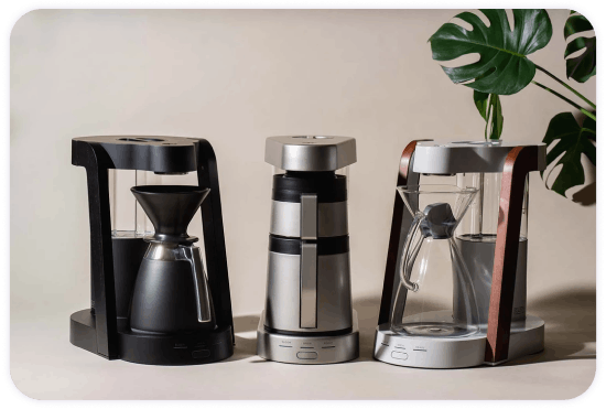set of three coffee makers