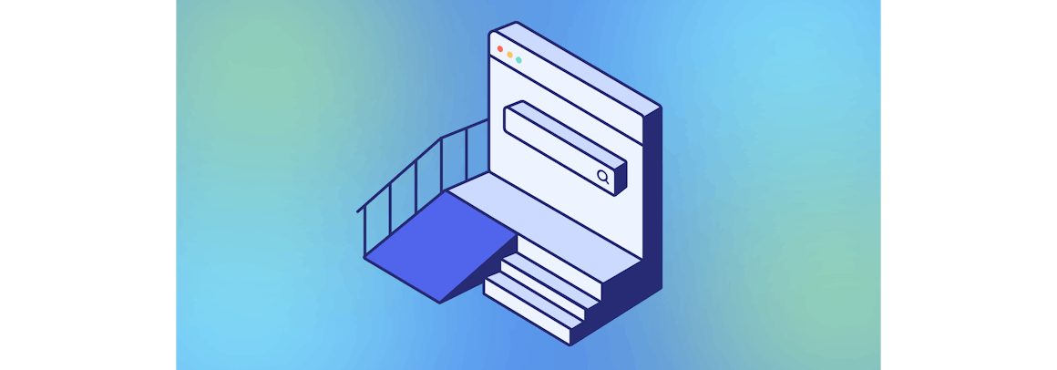 Web browser with stairs on one side and a ramp with a rail on the other.