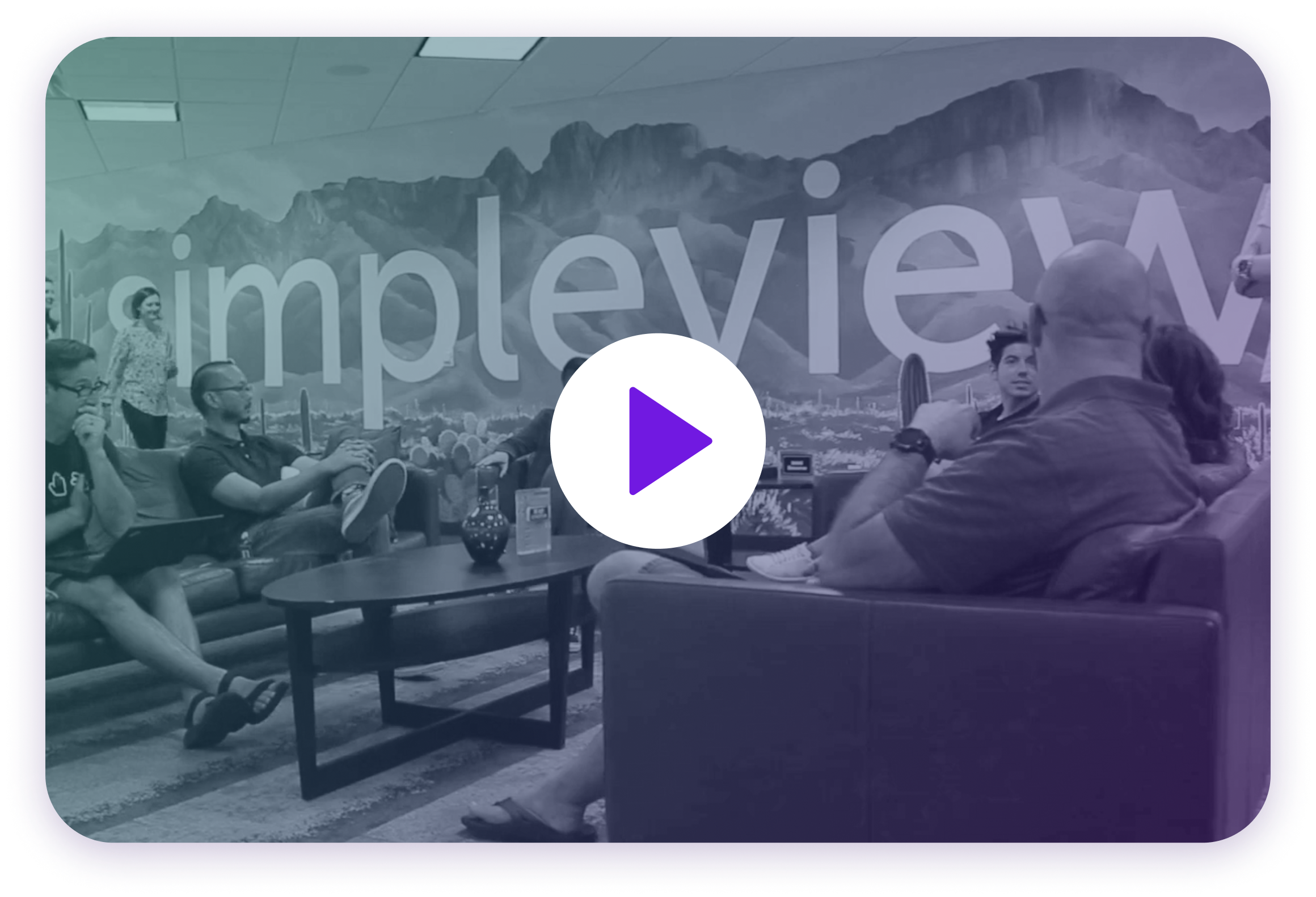 Simpleview video thumbnail with a play button on it