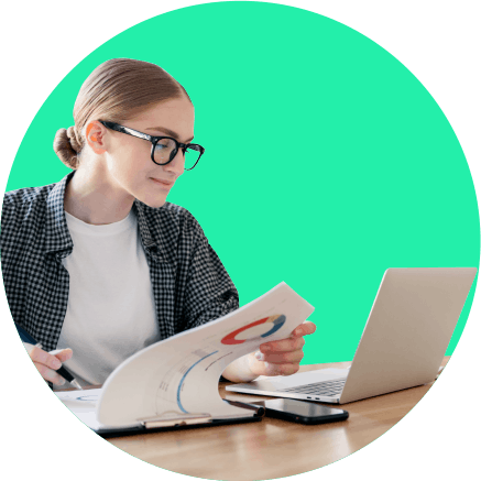 Girl working with computer