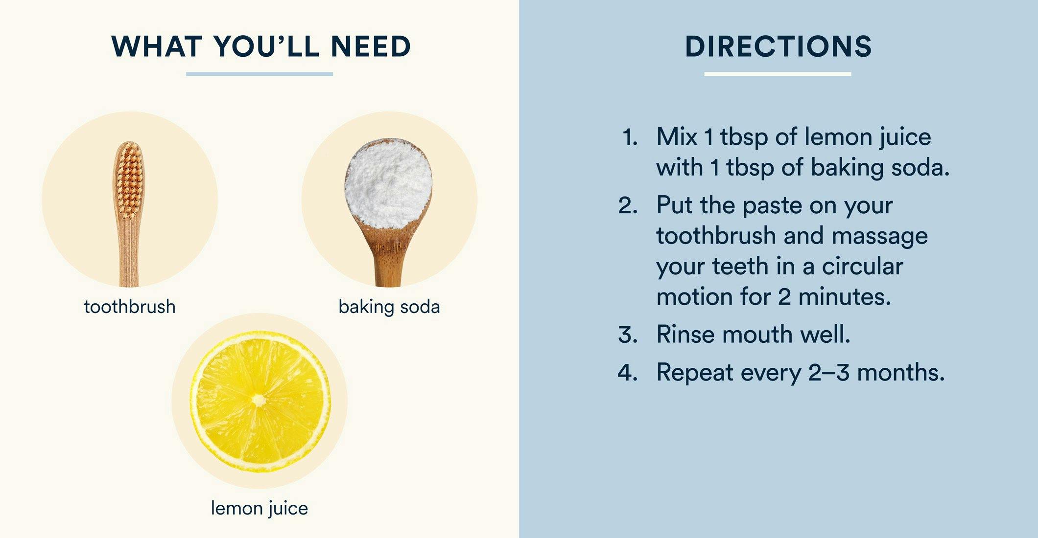 baking soda lemon juice teeth whitening infographic