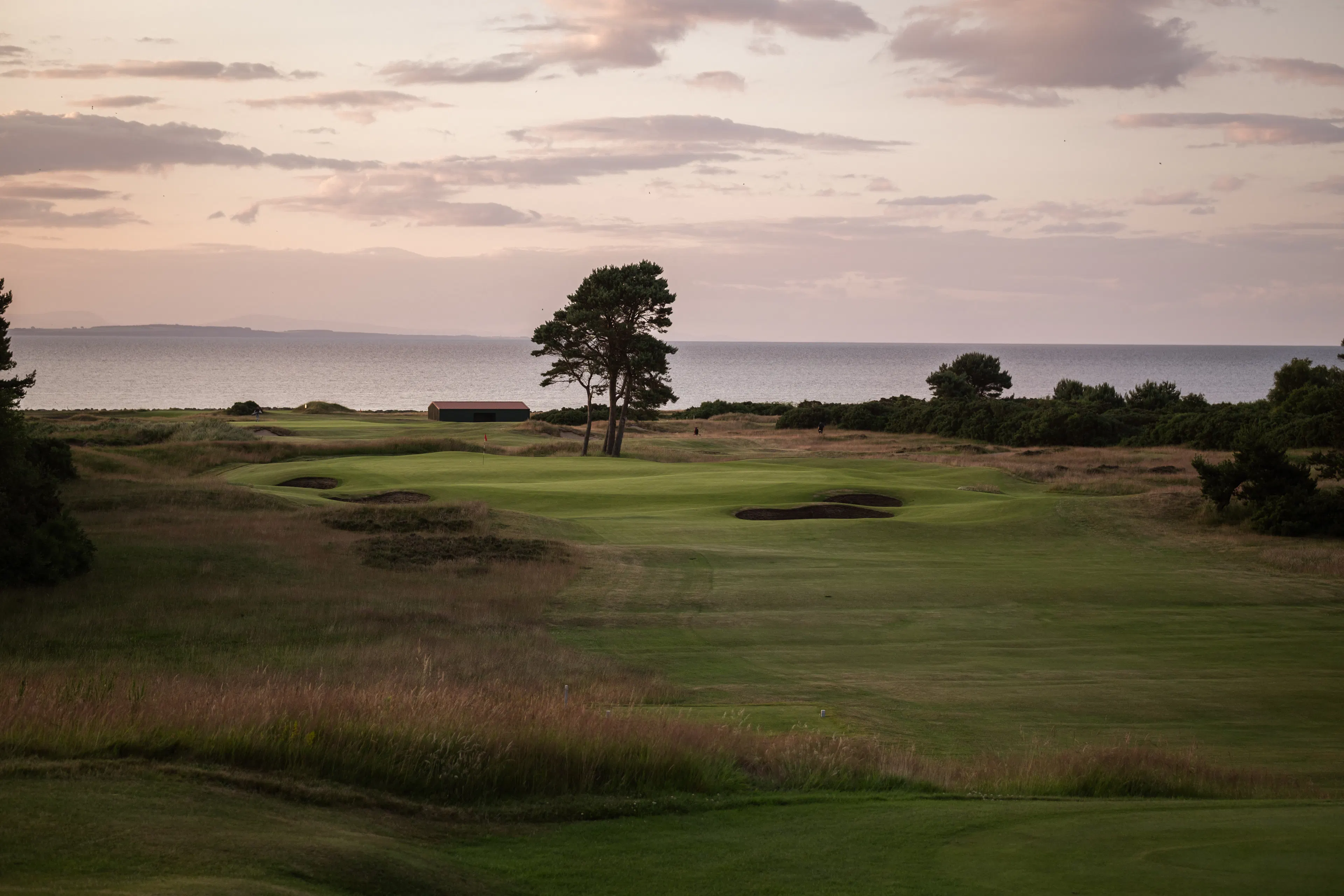 View from the 14th tee at Nairn Golf Club with long views to the Moray Firth. 