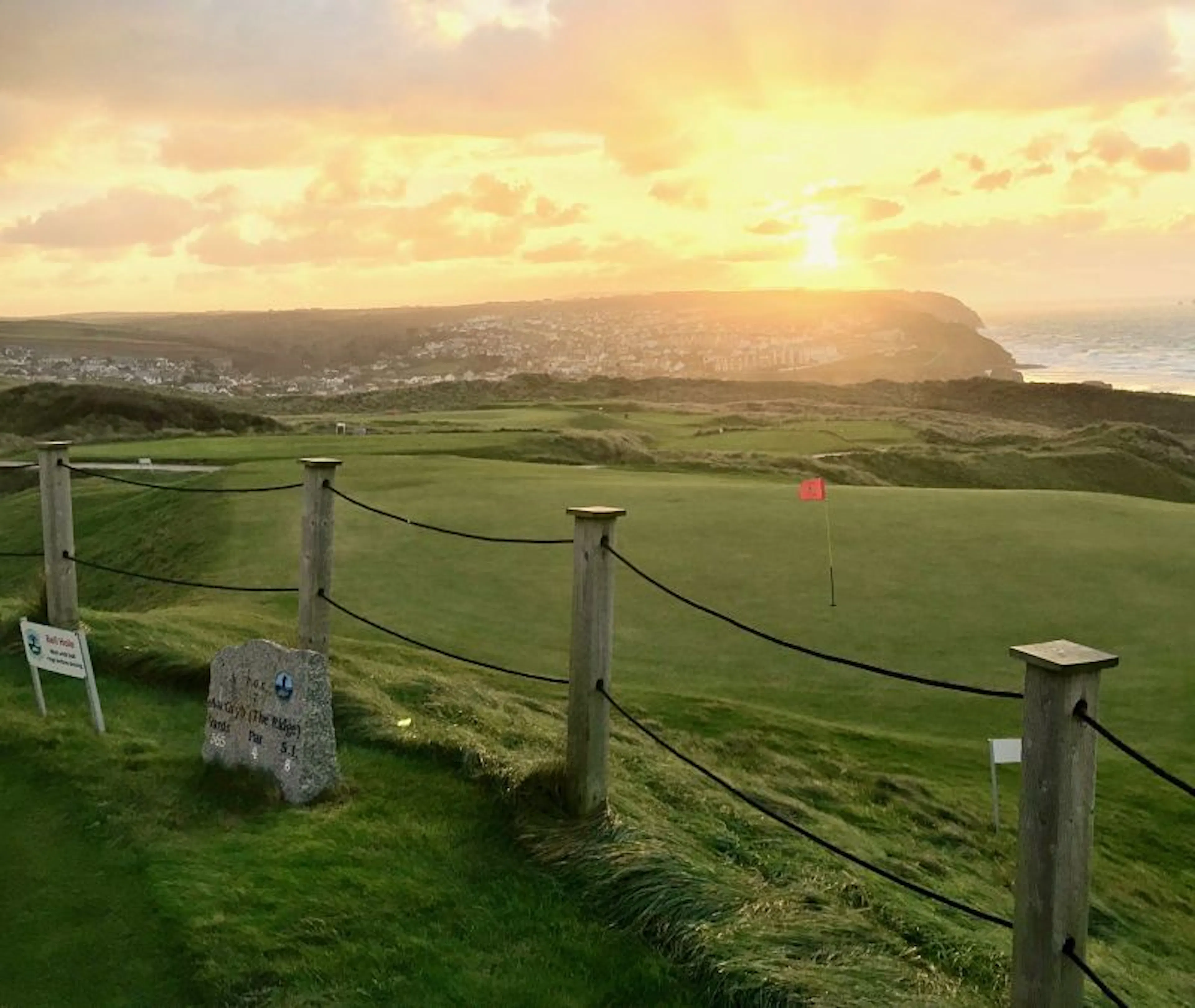 View over Perranporth Golf Club in Cornwall. 