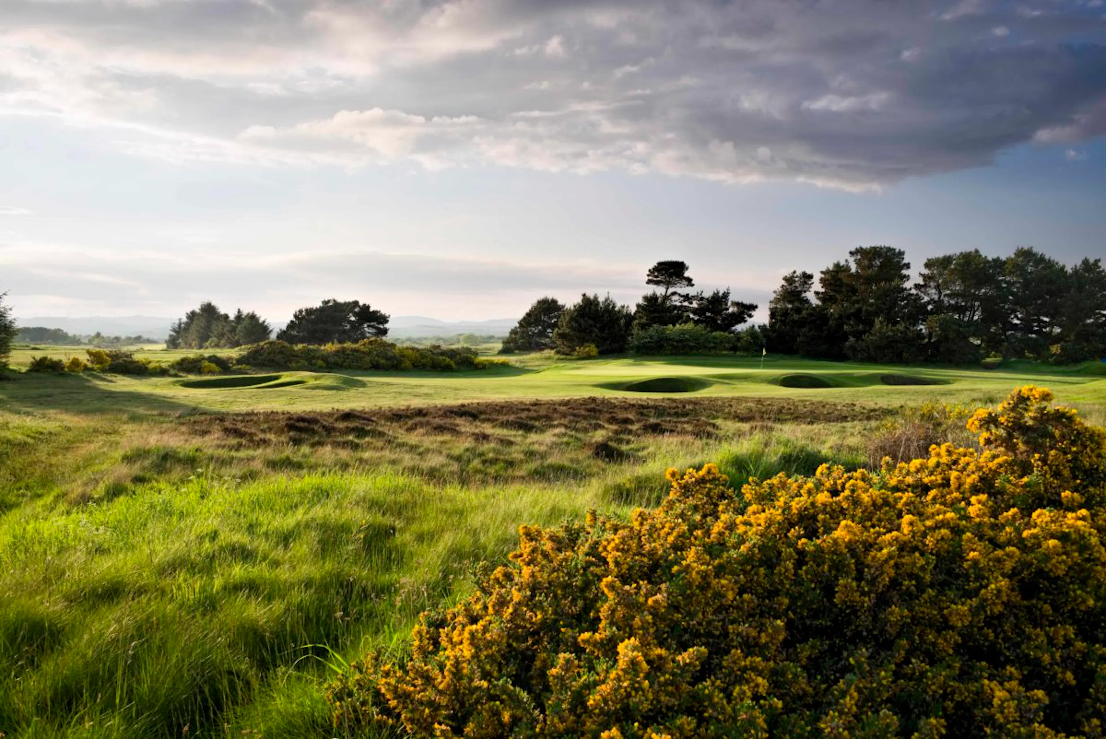 Classic links scene at the Irvine Golf Club Bogside Ayrshire.  