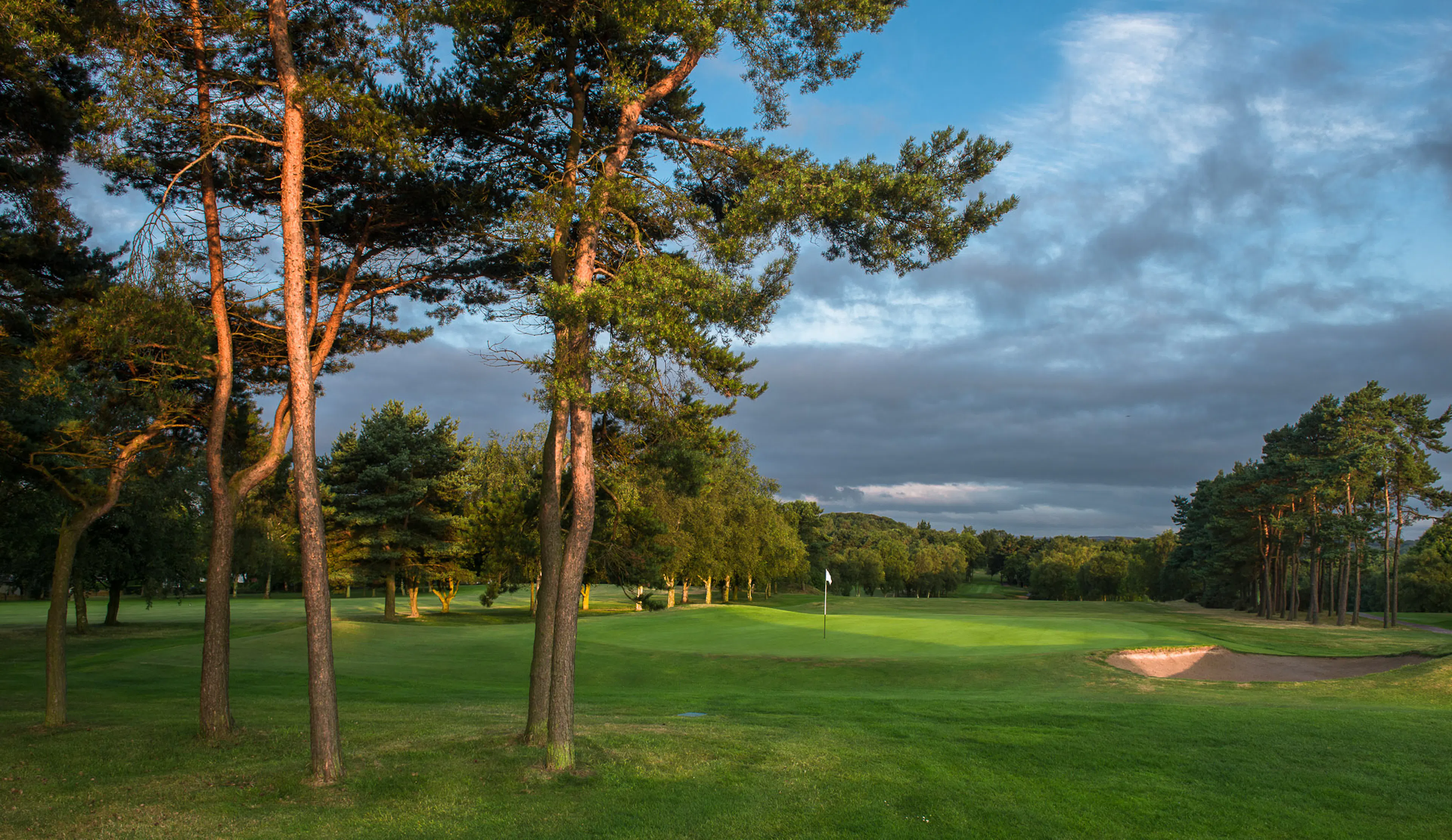 A classic parkland view of Sand Moor Golf Club in Leeds Yorkshire. 