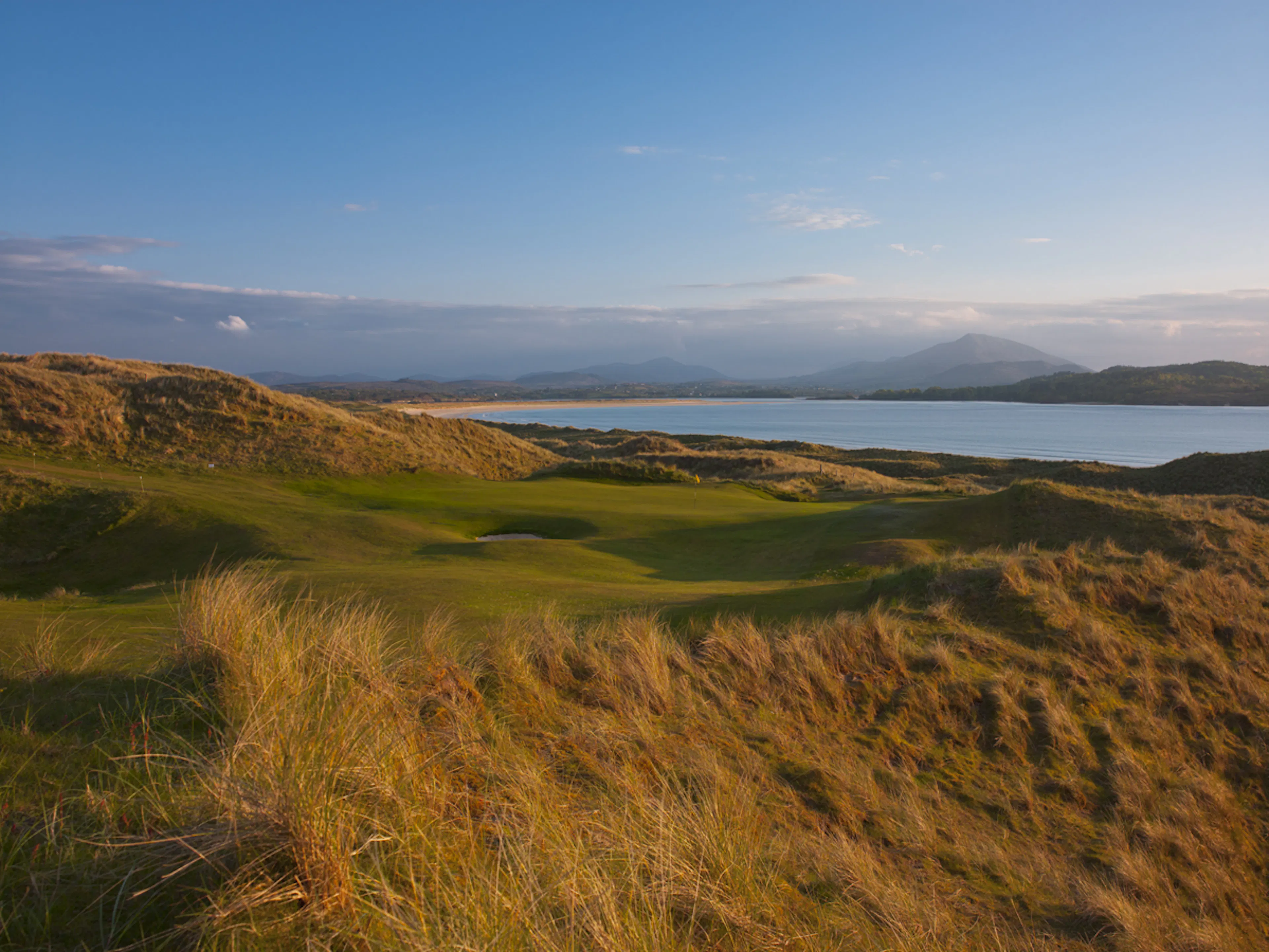 Sunning view over Sandy Hill Golf Links and Sheephaven Bay at Rosapenna Golf Resort. 