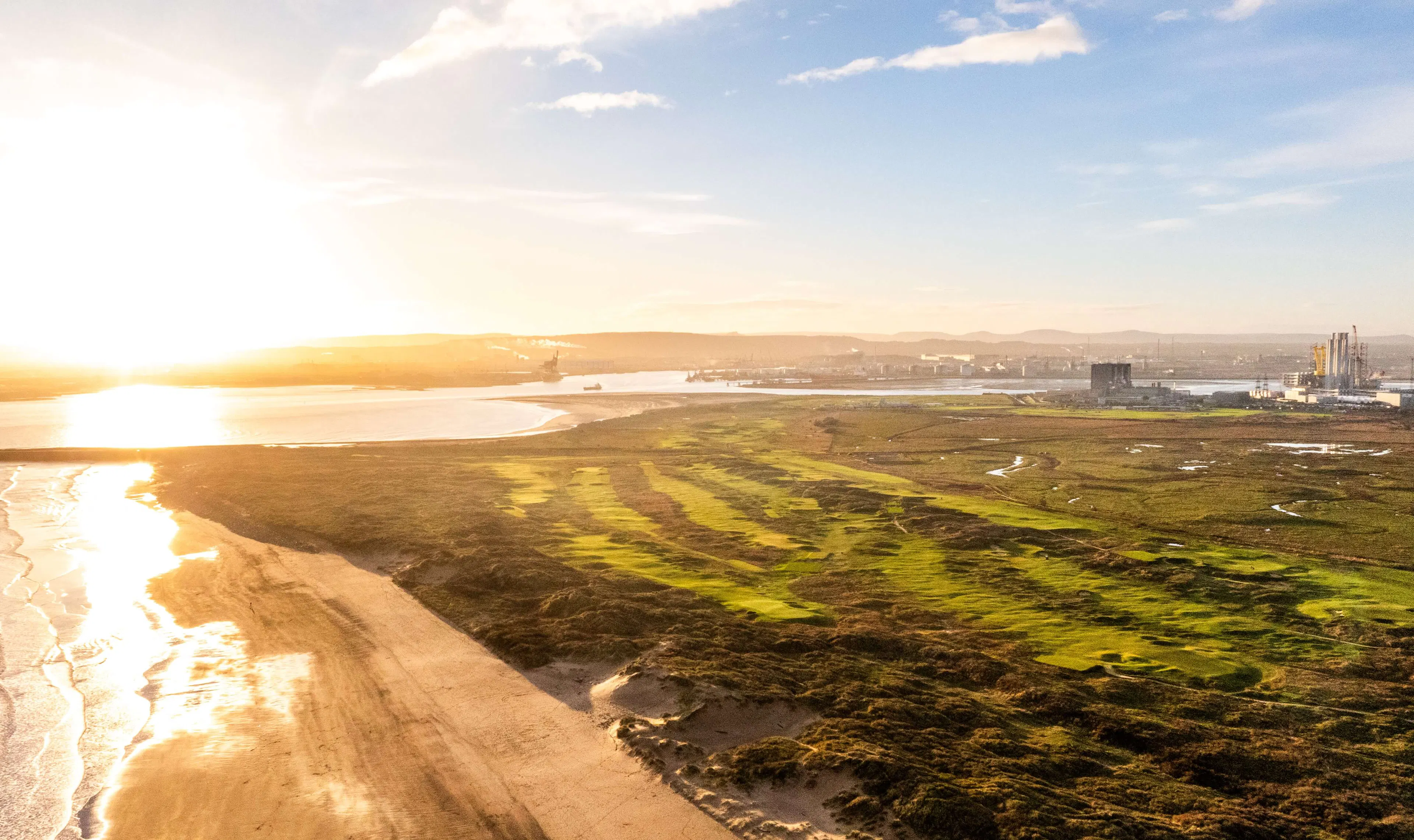 Aerial vie of Seaton Carew Golf Club on Englands North East Coast. 