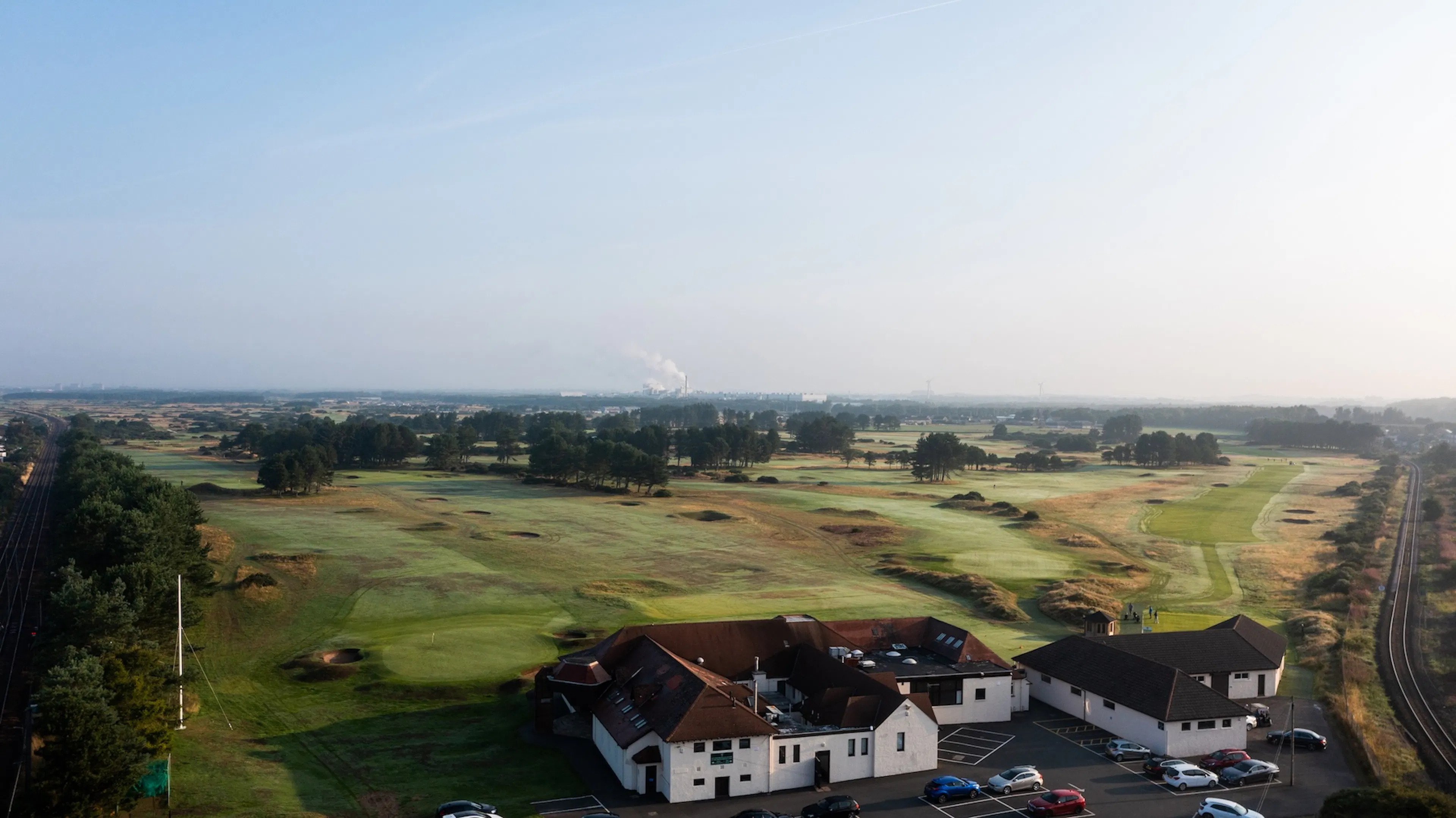 Aerial view of the links at Kilmarnock 'Barassie' Golf Club. 