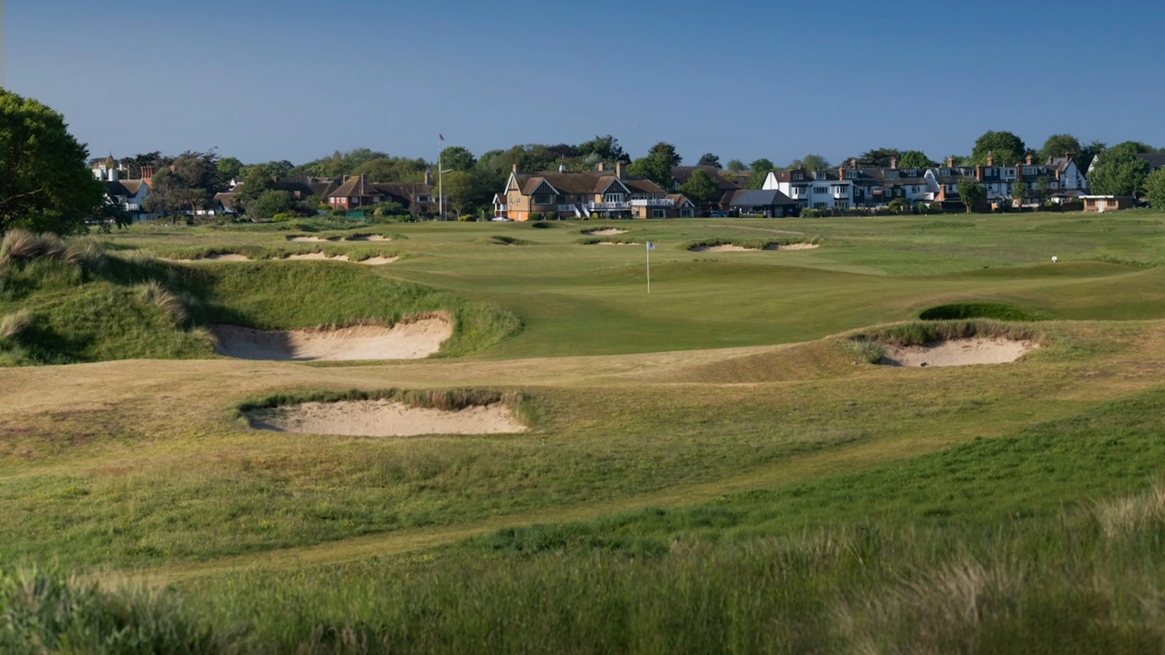 View over the littlestone links in Kent, England. 