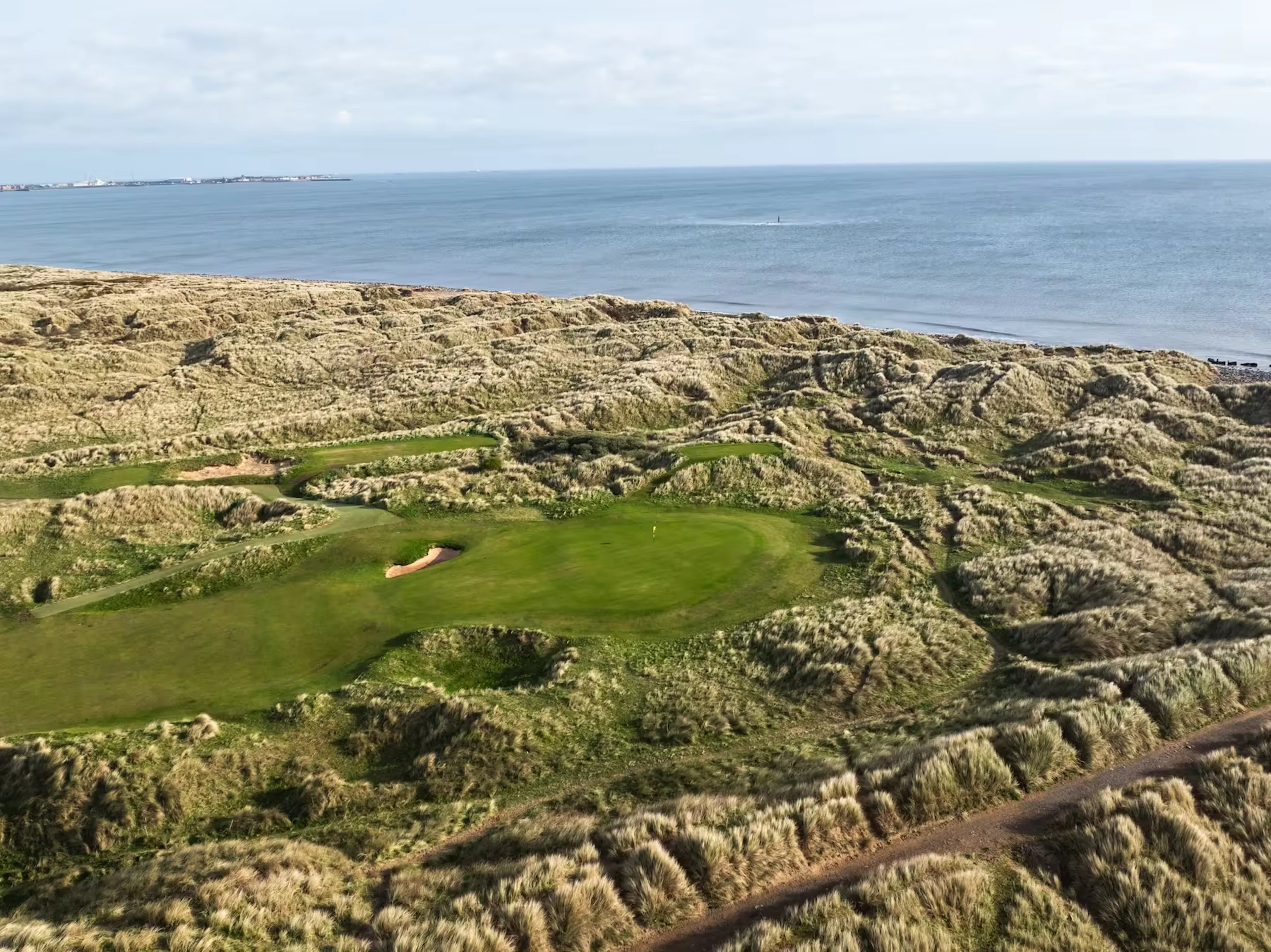 Aerial view over Seaton Carew Golf Club, Tees Valley. 