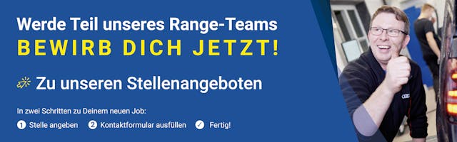 KFZ-Mechatroniker zeigt Daumen Hoch und fordert auf sich jetzt zu bewerben.