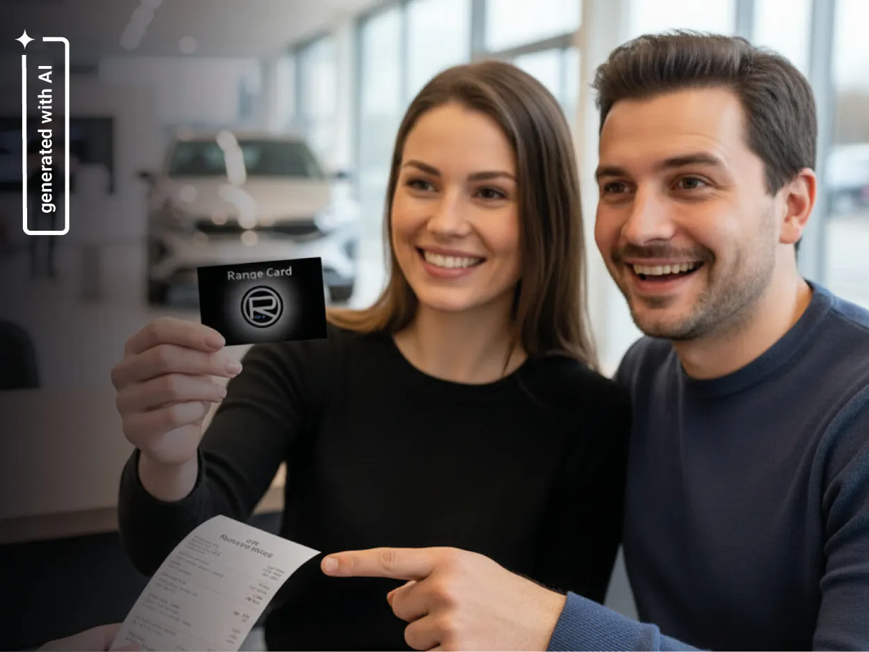 Ein glückliches Paar löst die Bonuspunkte der Range Card ein.