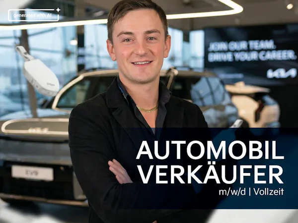 Autmobilverkäufer gesucht für Kia | Autohaus Range | Tobias vor einem Kia EV9