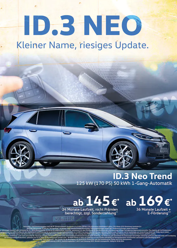 Blauer ID.3 Neo | Der neue ID.3 Neo von Volkswagen | Autohaus Range