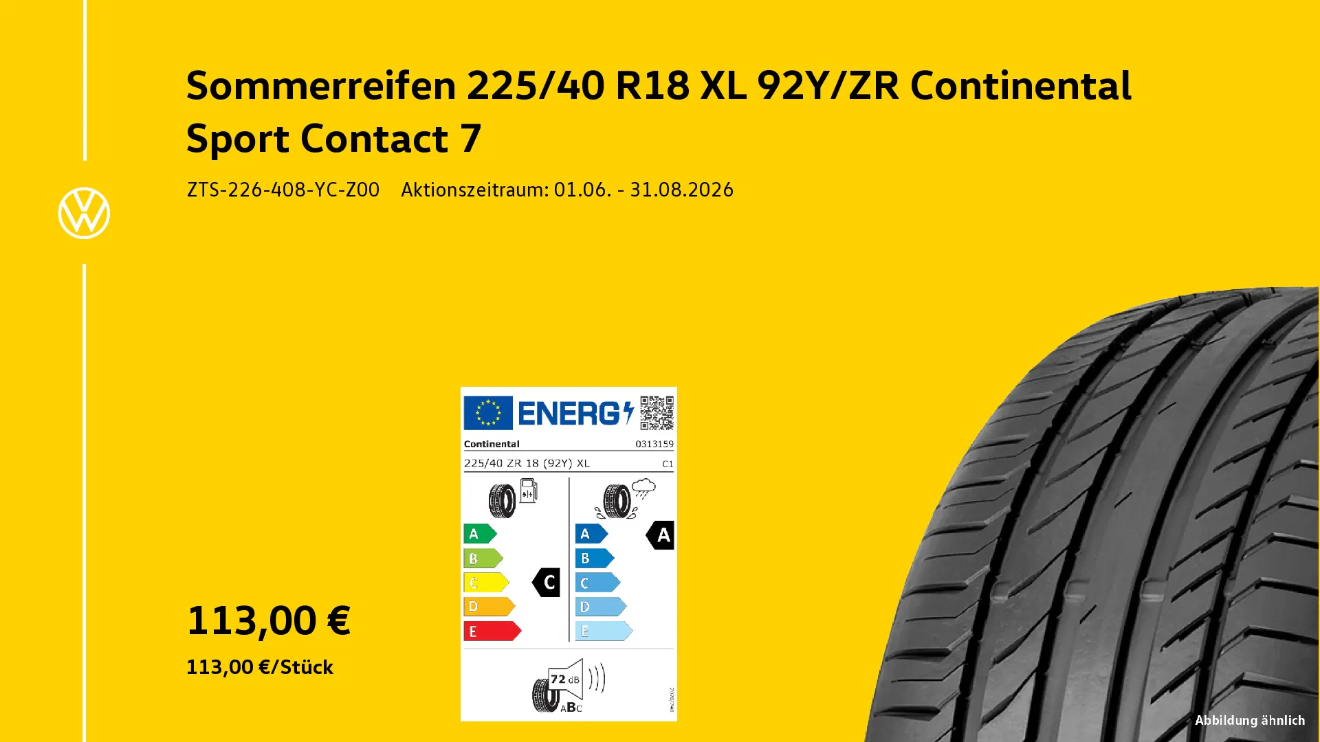Sommerreifen 225/40 R18 XL 92Y/ZR Continental