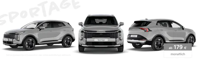 kia Sportage in grau, verschiedene Ansichten