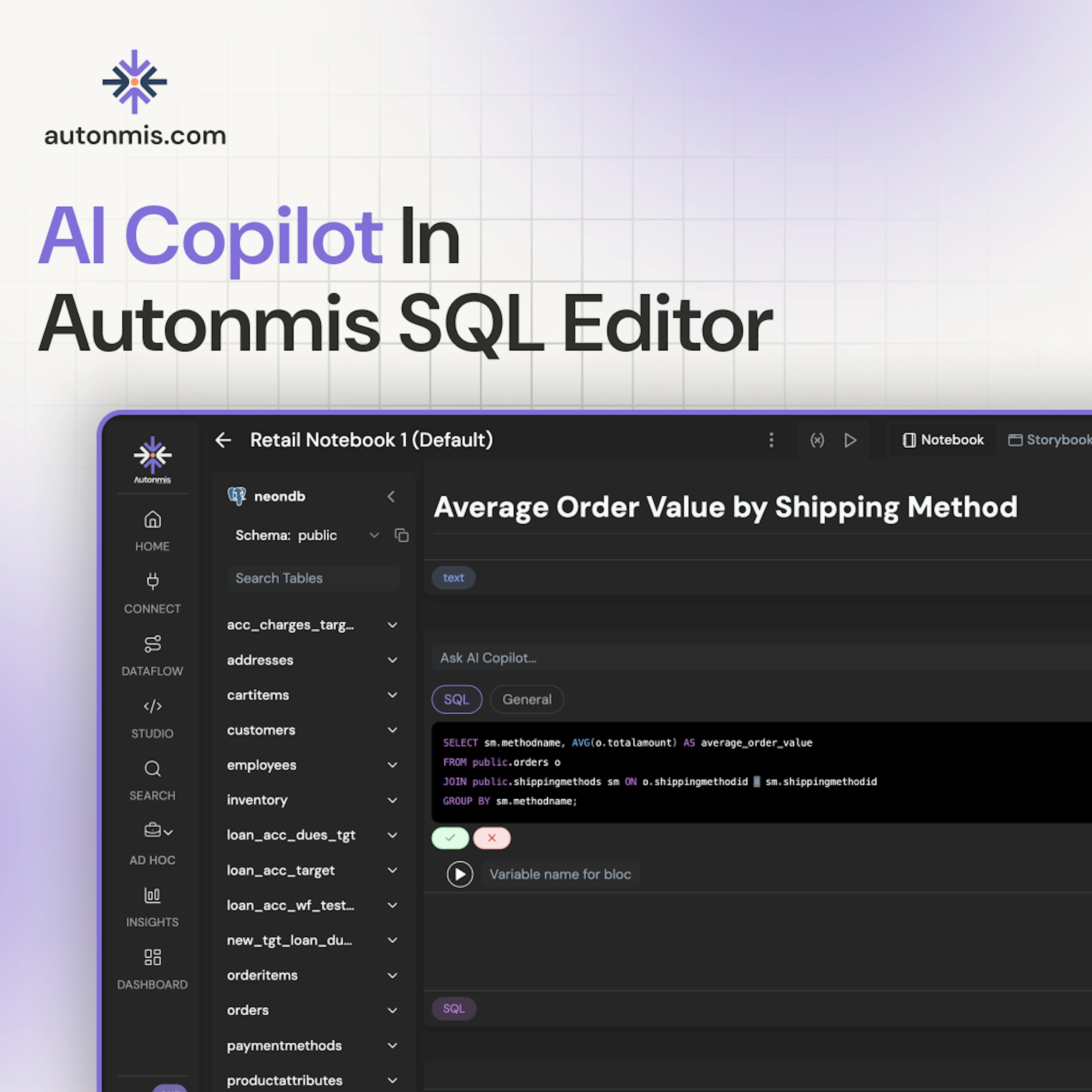 Copilot in Autonmis SQL Editor