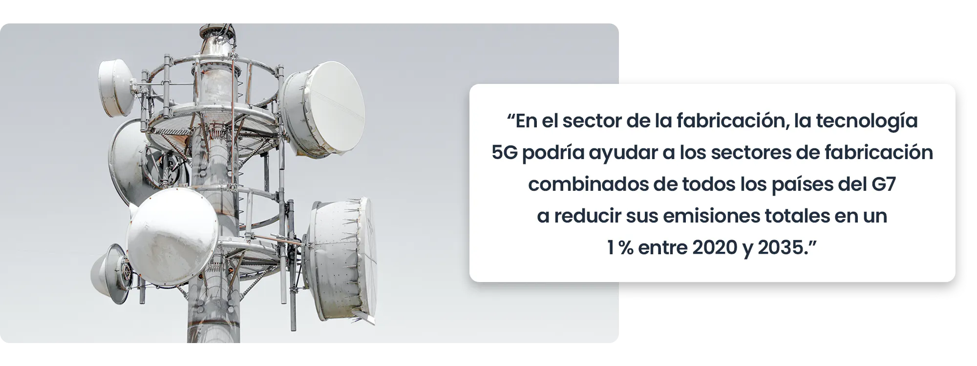 En el sector de la fabricación, la tecnología 5G podría ayudar a los sectores de fabricación combinados de todos los países del G7 a reducir sus emisiones totales en un 1 % entre 2020 y 2035.