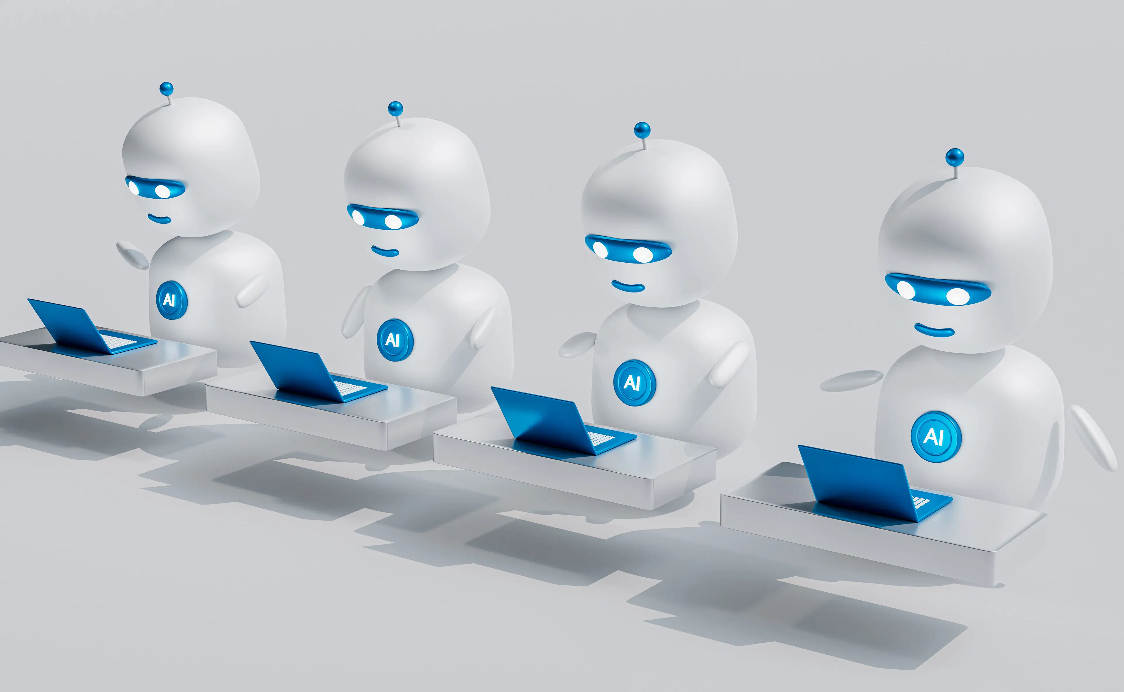 AI technology professional working on software project in modern office