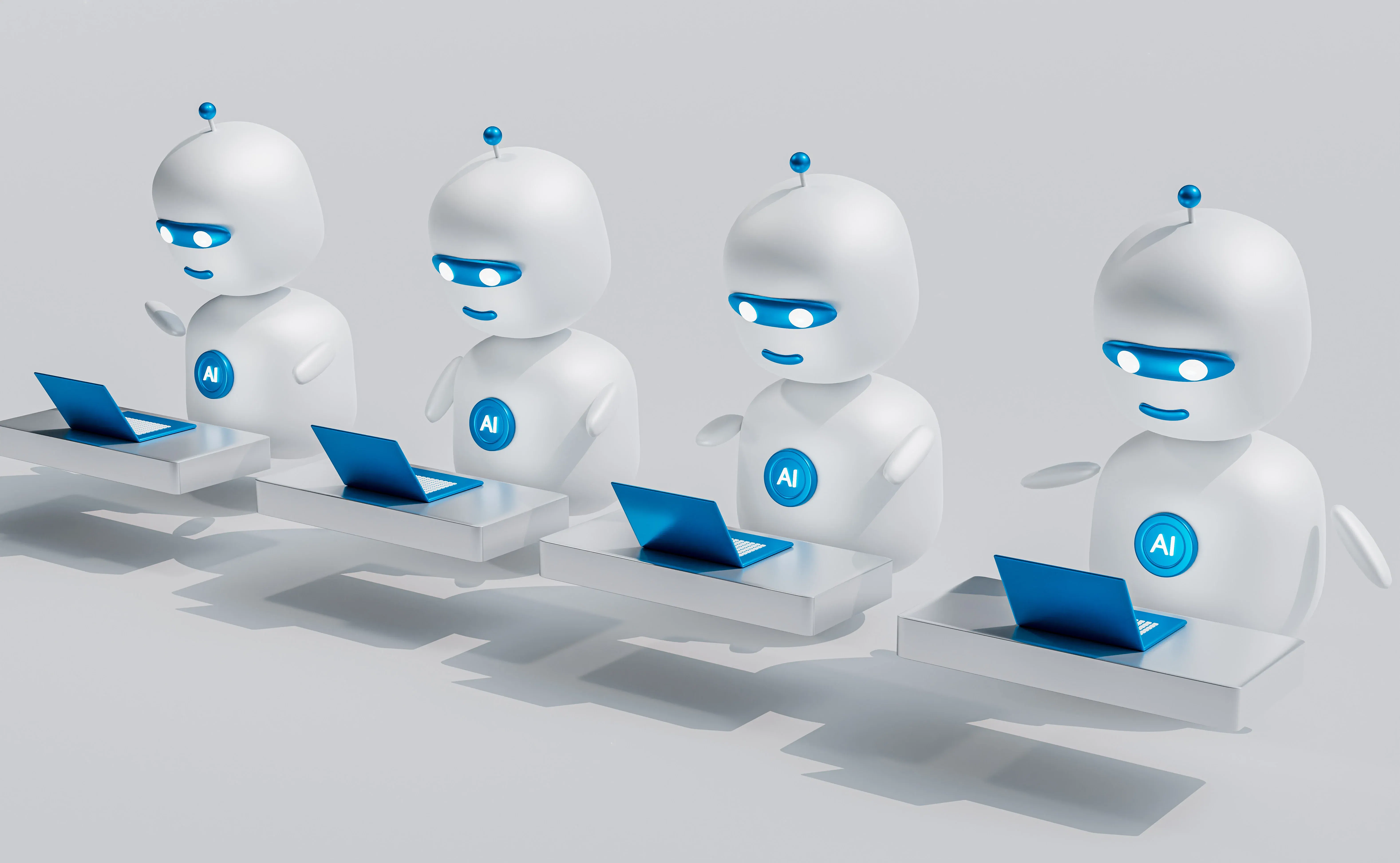 AI technology professional working on software project in modern office